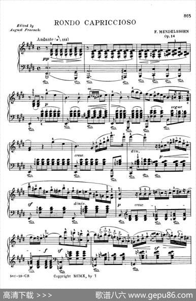 RondoCapricciosoOp.14（随想回旋曲）|菲利克斯·门德尔松-巴托尔迪