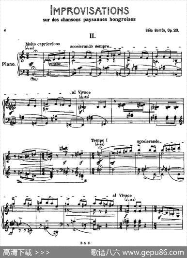 8ImprovisationsOp.20（8首匈牙利民歌即兴曲·Ⅱ）|巴托克