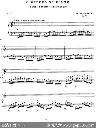 12EtudesForTheLeftHandOp.92No.2（12首为左手而作的钢琴练习曲）|莫里兹·莫什科夫斯基