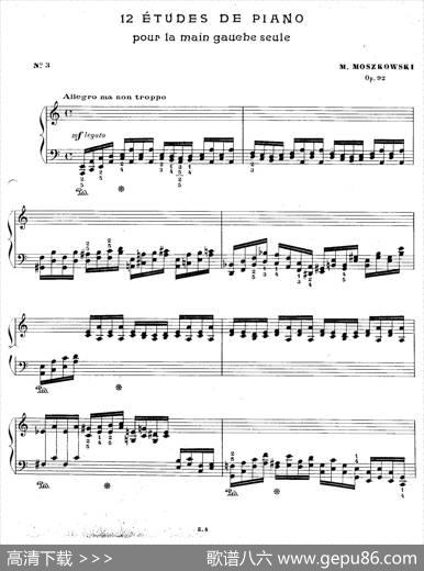12EtudesForTheLeftHandOp.92No.3（12首为左手而作的钢琴练习曲）|莫里兹·莫什科夫斯基