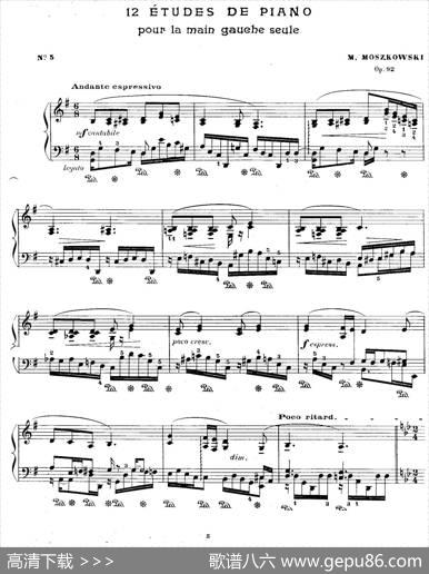 12EtudesForTheLeftHandOp.92No.5（12首为左手而作的钢琴练习曲）|莫里兹·莫什科夫斯基