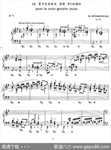 12EtudesForTheLeftHandOp.92No.7（12首为左手而作的钢琴练习曲）|莫里兹·莫什科夫斯基