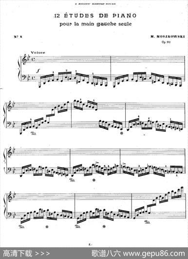 12EtudesForTheLeftHandOp.92No.8（12首为左手而作的钢琴练习曲）|莫里兹·莫什科夫斯基