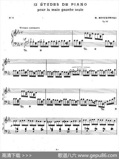 12EtudesForTheLeftHandOp.92No.9（12首为左手而作的钢琴练习曲）|莫里兹·莫什科夫斯基