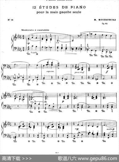 12EtudesForTheLeftHandOp.92No.11（12首为左手而作的钢琴练习曲）|莫里兹·莫什科夫斯基