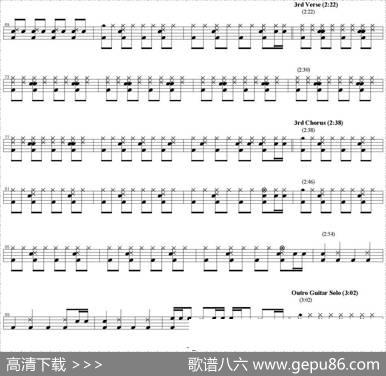 爵士鼓谱：Gimmeallyourlovin