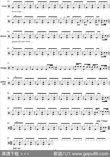 爵士鼓谱：Gimmeallyourlovin