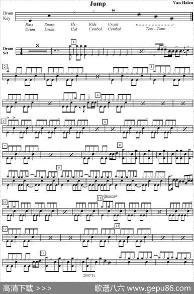 爵士鼓谱：VanHalen-Jump