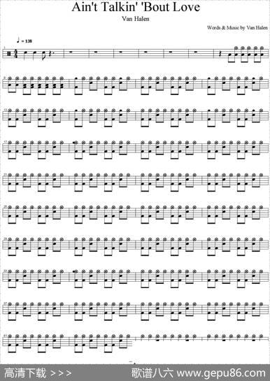 爵士鼓谱：VanHalen-Ain'ttalkin''boutlove