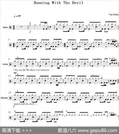爵士鼓谱：VanHalen-Runningwiththedevil