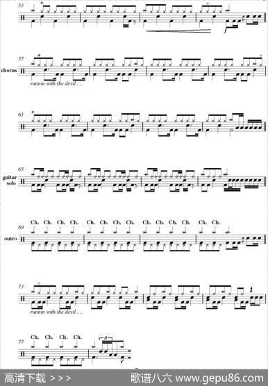 爵士鼓谱：VanHalen-Runningwiththedevil