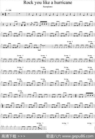 爵士鼓谱：Scorpions-Rockyoulikeahurricane