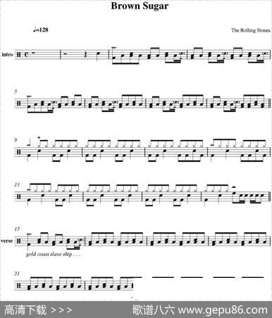 爵士鼓谱：RollingStones-Brownsugar