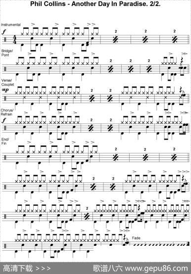 爵士鼓谱：PhilCollins-Anotherdayinparadise