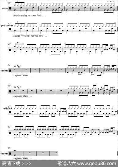 爵士鼓谱：OneRepublic-Stopandstare