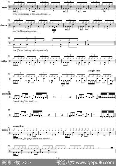 爵士鼓谱：MichaelJackson-Blackorwhite