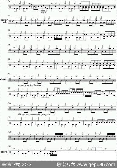 爵士鼓谱：Metallica-Untilitsleeps