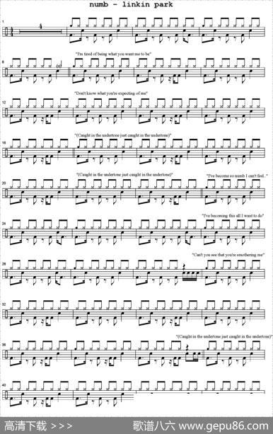爵士鼓谱：LinkinPark-Numb
