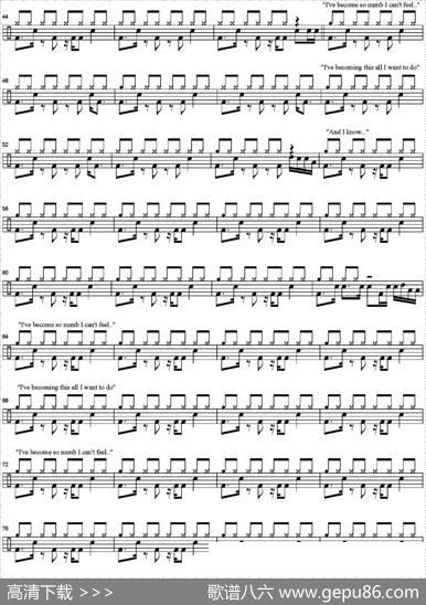 爵士鼓谱：LinkinPark-Numb