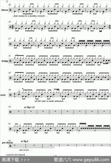 爵士鼓谱：FooFighters-Monkeywrench