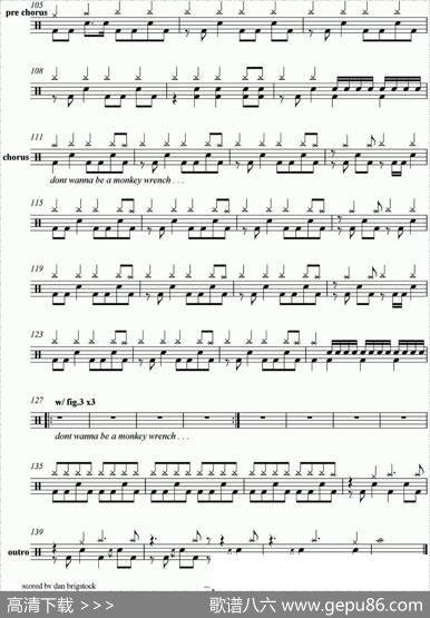 爵士鼓谱：FooFighters-Monkeywrench