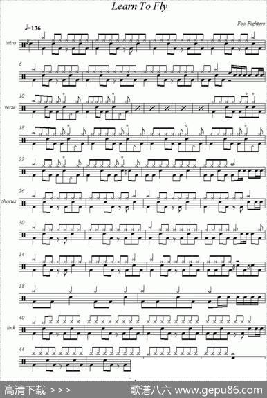 爵士鼓谱：FooFighters-Learntofly