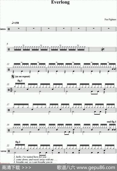 爵士鼓谱：FooFighters-Everlong