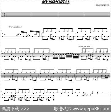 爵士鼓谱：Evanescence-Myimmortal