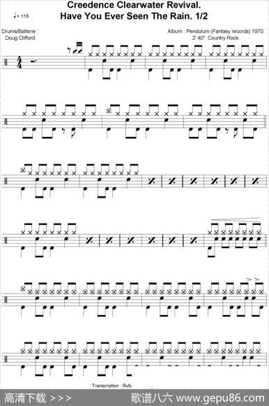 爵士鼓谱：CreedenceClearwaterRevival-Haveyoueverseentherain
