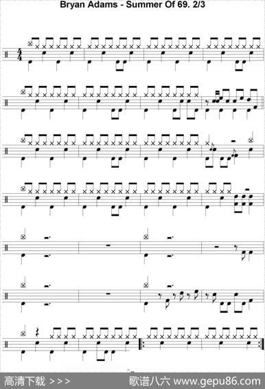 爵士鼓谱：BryanAdams-Summerof69