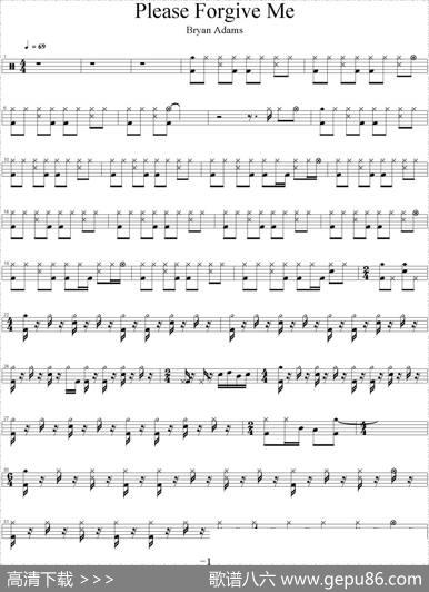 爵士鼓谱：BryanAdams-Pleaseforgiveme