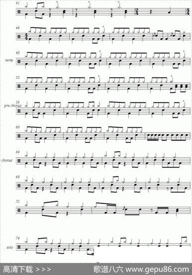 爵士鼓谱：BonJovi-ShotThroughTheHeart