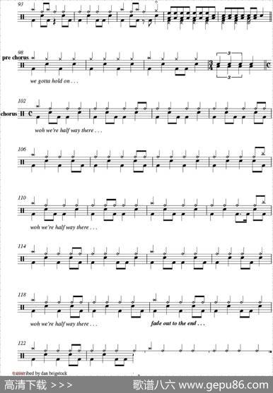爵士鼓谱：BonJovi-Livingonaprayer