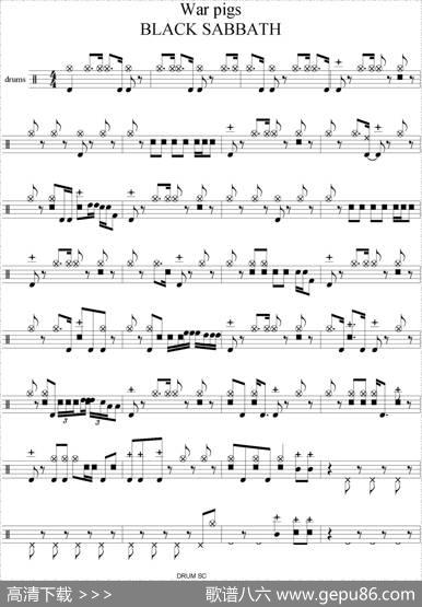 爵士鼓谱：BlackSabbath-Warpigs