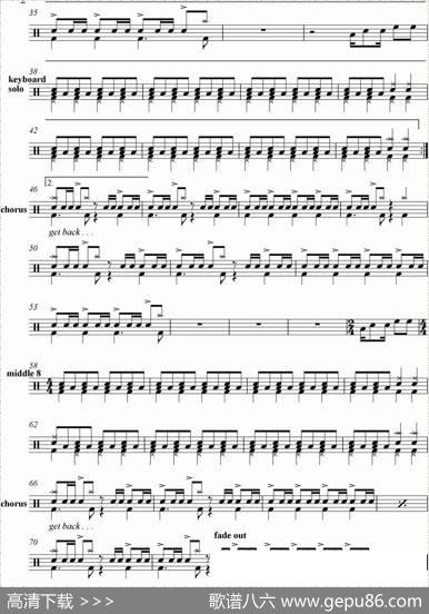 爵士鼓谱：Beatles-Getback