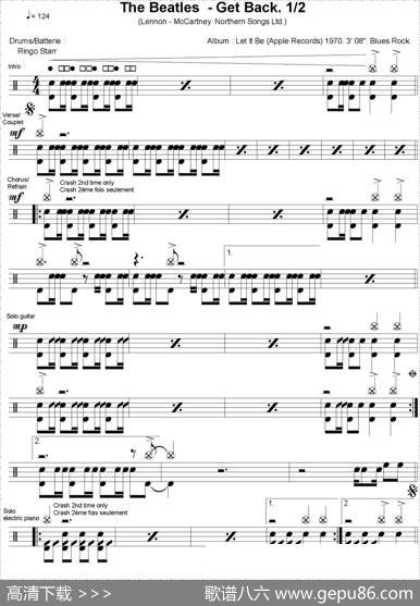 爵士鼓谱：Beatles-Getback