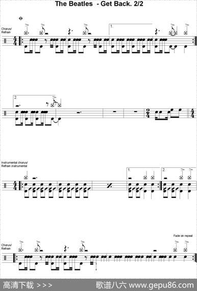 爵士鼓谱：Beatles-Getback