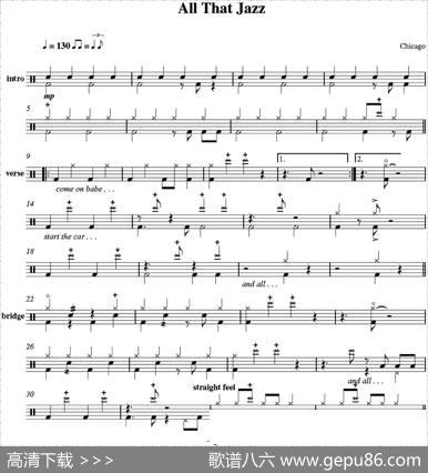 爵士鼓谱：Chicago-allthatjazz