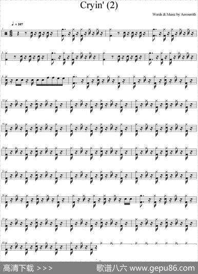 爵士鼓谱：Aerosmith-Cryin