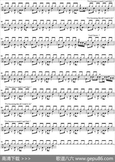爵士鼓谱：NumbLinkinPark