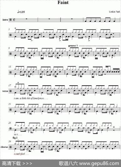爵士鼓谱：LinkinPark-faint
