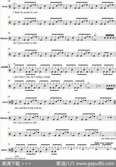 爵士鼓谱：TheBeatles-TicketToRide