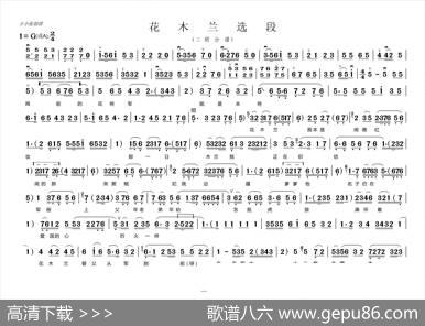 花木兰（选段旋律）（二胡分谱）