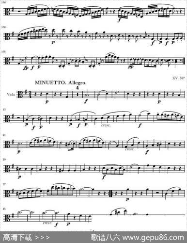 StringQuartetKV.387（弦乐四重奏中提琴分谱）|莫扎特
