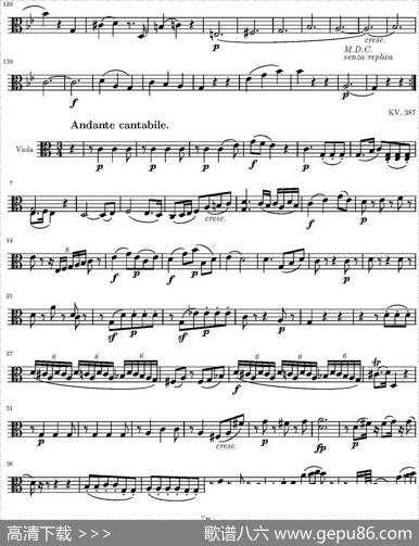 StringQuartetKV.387（弦乐四重奏中提琴分谱）|莫扎特