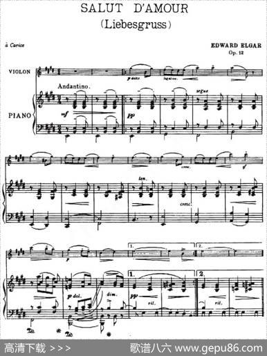 SALUTD'AMOUR（Liebesgruss）（爱的致意、小提琴+钢琴伴奏）|埃尔加