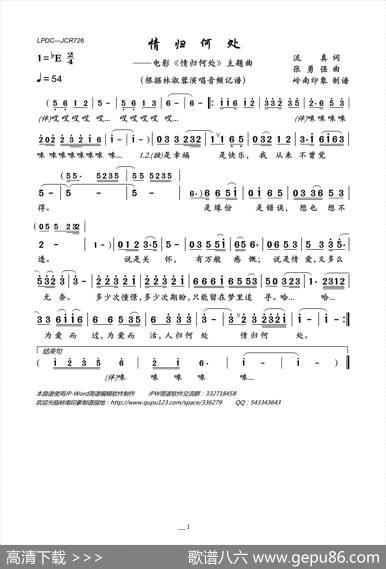 情归何处（电影《情归何处》主题曲） - 流真|张勇强