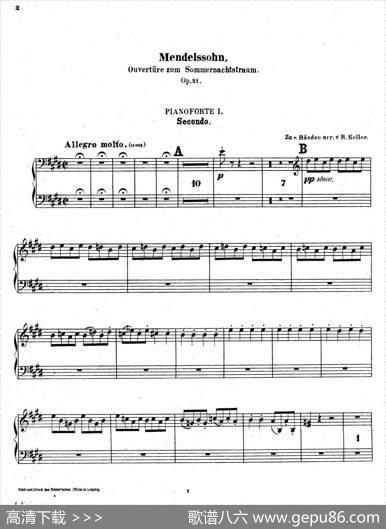 EinSommernachtstraumOvertureOp.21（仲夏夜之梦序曲·八手联弹版）|菲利克斯·门德尔松-巴托尔迪