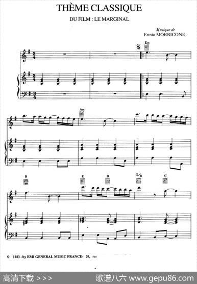 电影配乐大师莫瑞康最佳20首钢琴谱（BestofEnnioMorricone·4）|莫瑞康（EnnioMorricone）