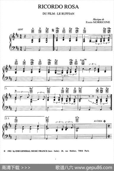 电影配乐大师莫瑞康最佳20首钢琴谱（BestofEnnioMorricone·12）|莫瑞康（EnnioMorricone）